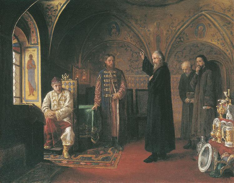 unknow artist Metropolitan Philip and Ivan the Terrible oil painting image